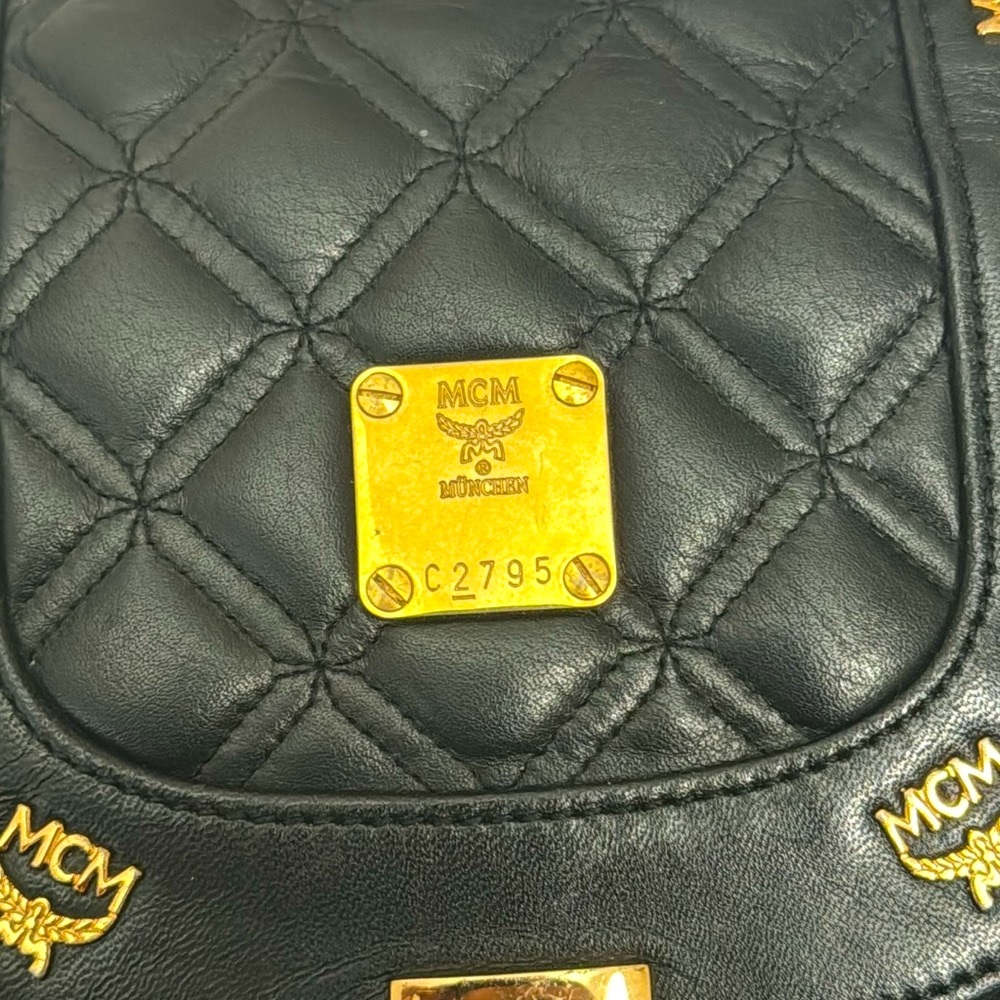Authentic MCM Quilt Black Leather Backpack - Picture 5 of 14
